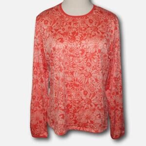 Patagonia Capilene Long Sleeve Top – Orange Sunflower Print, Size L